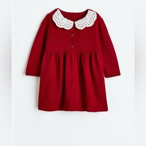 H&M Red Knit Top with White Eyelet Detail